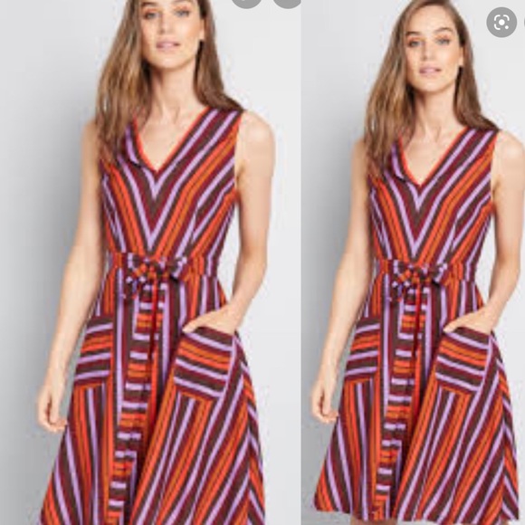 ModCloth NWT RETRO multi striped dress - Picture 6 of 6